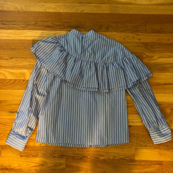 &other stories striped asymmetrical ruffle top - Picture 2 of 2